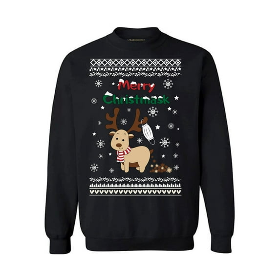 Merry Christmask Sweater New Year Deer Top Xmas Gifts Happy Holidays Unisex Sweater Xmas 2020 Outfit Cute Reindeer Sweater for Men Christmas Sweatshirt for Women Merry Christmas Sweater