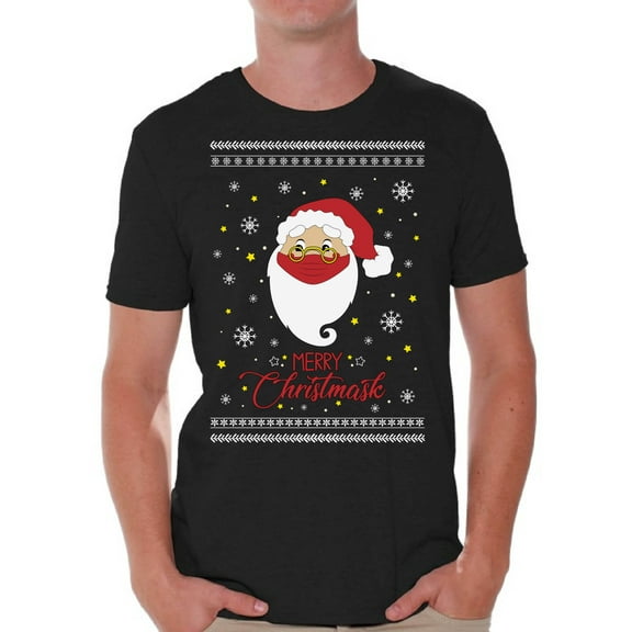 Merry Christmask T Shirts Happy Holidays T Shirt for Men Christmas Party Top Xmas Gifts Xmas 2020 Outfit Funny Santa Shirt for Men Christmas Tee for Him Merry Christmas T-Shirt