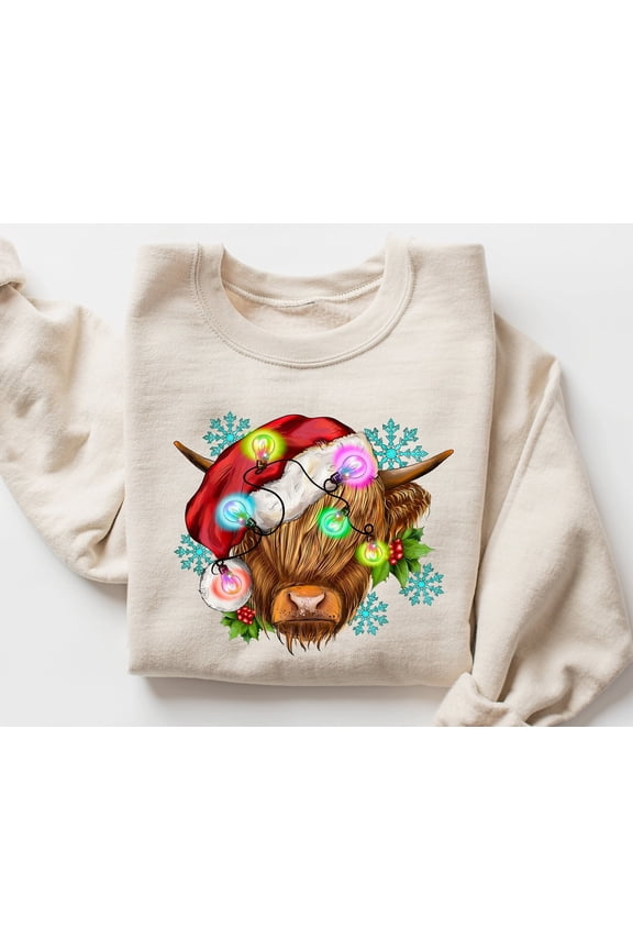 Merry Christmoos Cow Christmas Sweatshirt – Funny Farm Holiday Sweater, Retro Christmas Vibes