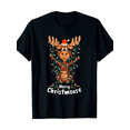 thumbnail image 1 of Merry Christmoose Christmas Moose Xmas Tree Lights Gift - 220g -100% Cotton -T-Shirt, 1 of 7