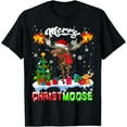thumbnail image 1 of Merry Christmoose Merry Christmas Xmas Lights Santa Moose T-Shirt, 1 of 3