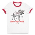 thumbnail image 1 of Merry Christmoose Ringer Tee Shirt Unisex Large White/Red, 1 of 5