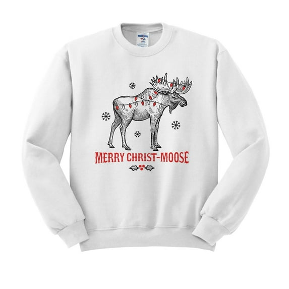 Merry Christmoose Sweatshirt Unisex Large White