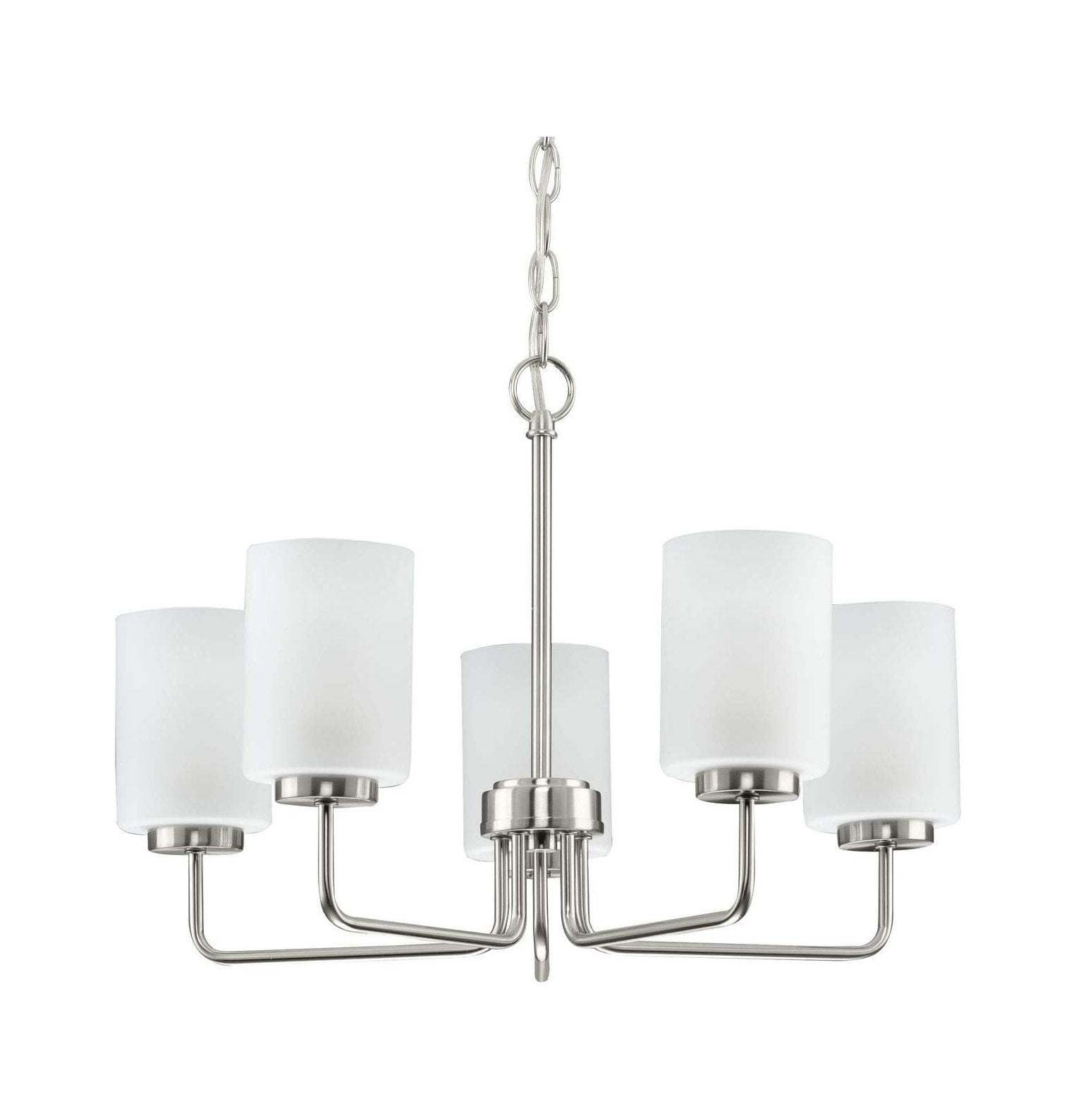 Merry 5-Light Brushed Nickel Chandelier with Etched Glass Shades
