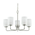 thumbnail image 1 of Merry Collection Five-Light Brushed Nickel and Etched Glass Transitional Style Chandelier Light, 1 of 10