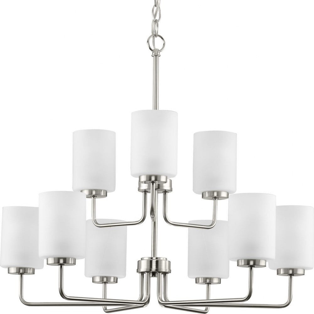 Merry Collection 9-Light Brushed Nickel Chandelier with Etched Glass