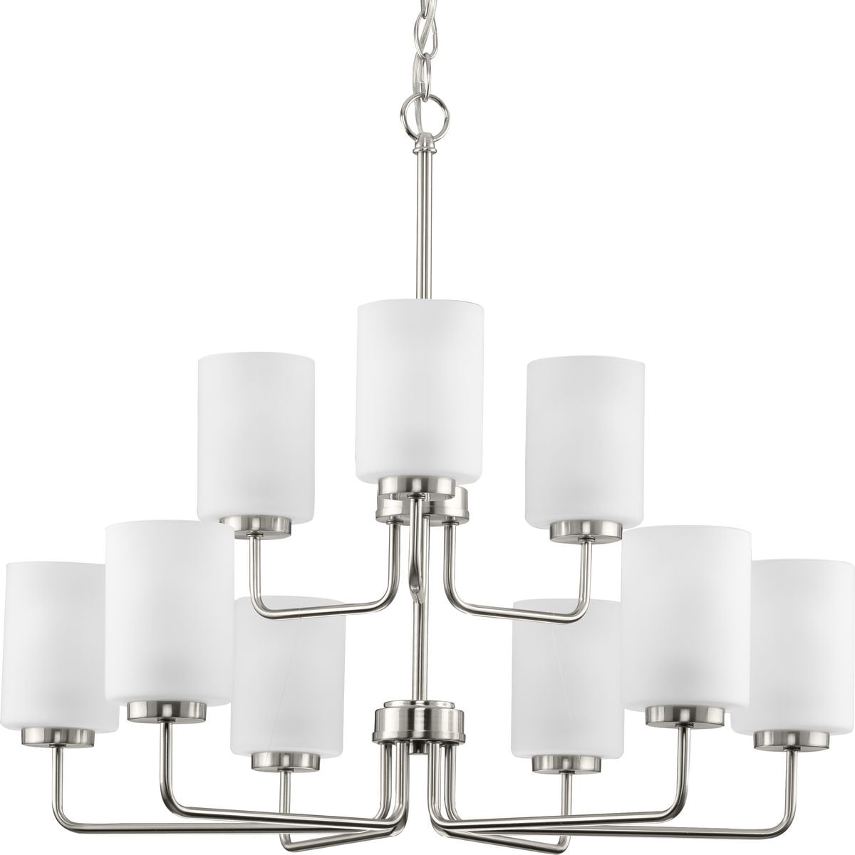 Merry Collection 9-Light Brushed Nickel Chandelier with Etched Glass