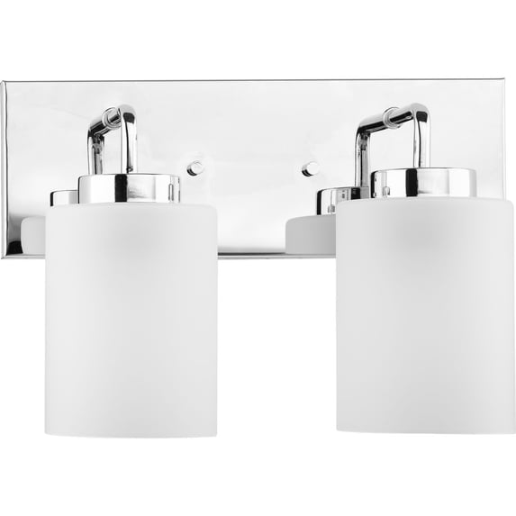 Merry Collection Two-Light Polished Chrome and Etched Glass Transitional Style Bath Vanity Wall Light