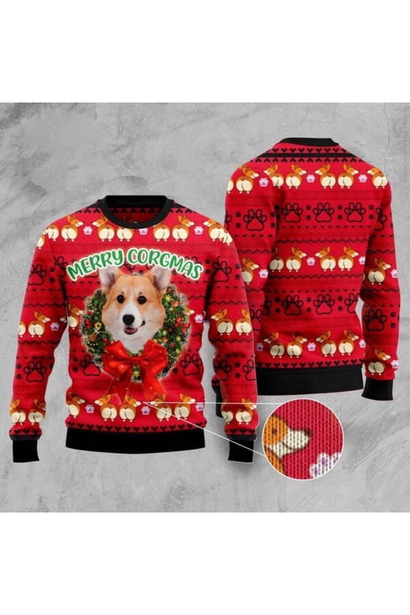 Merry Corgi Xmas Christmas Sweater, Dog Christmas Sweater, Dog Sweaters