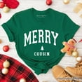 thumbnail image 1 of Merry Cousin Retro Christmas T-Shirt, Matching Family Holiday Tee, 1 of 7