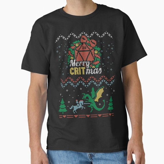 Merry Critmas Funny Dungeons And Dragons Unisex T-Shirt Christmas up to 5XL