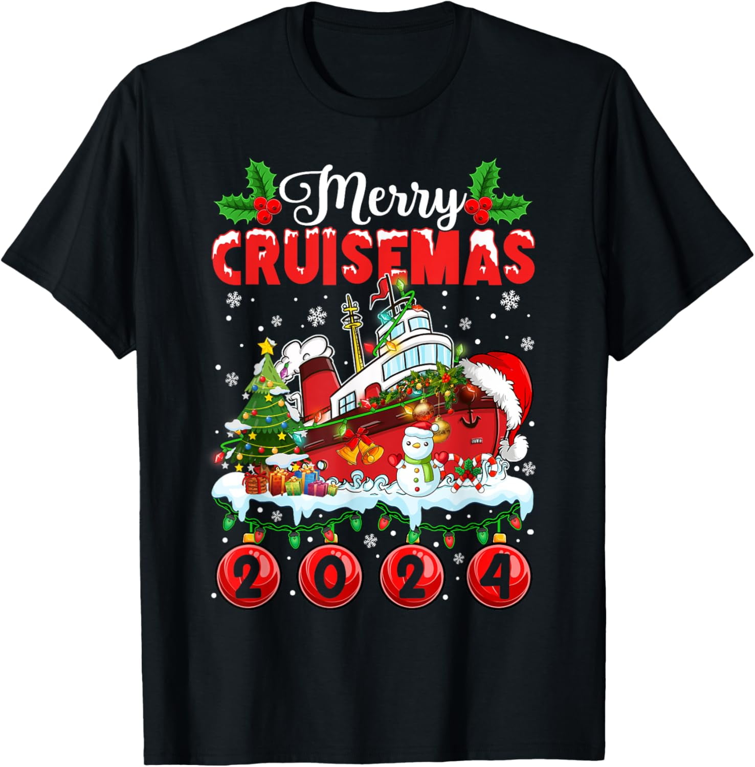 Merry Cruisemas 2024 Funny Christmas Santa Reindeer Cruise TShirt