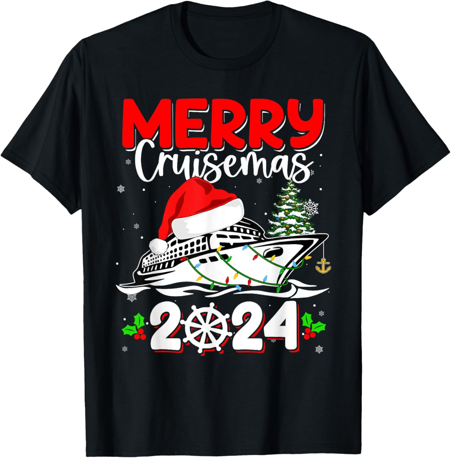 Merry Cruisemas 2024 Retro Cruise Ship Family Christmas Xmas TShirt