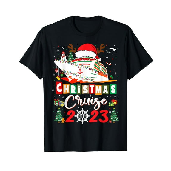 Merry Cruisemas Cruise Ship Family Vacation Christmas Funny Short Sleeve Black T-Shirt