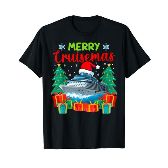 Merry Cruisemas Family Cruise Christmas Funny Boat Trip Black T-Shirt