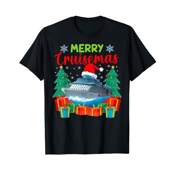 Merry Cruisemas Family Cruise Christmas Funny Boat Trip Black T-Shirt
