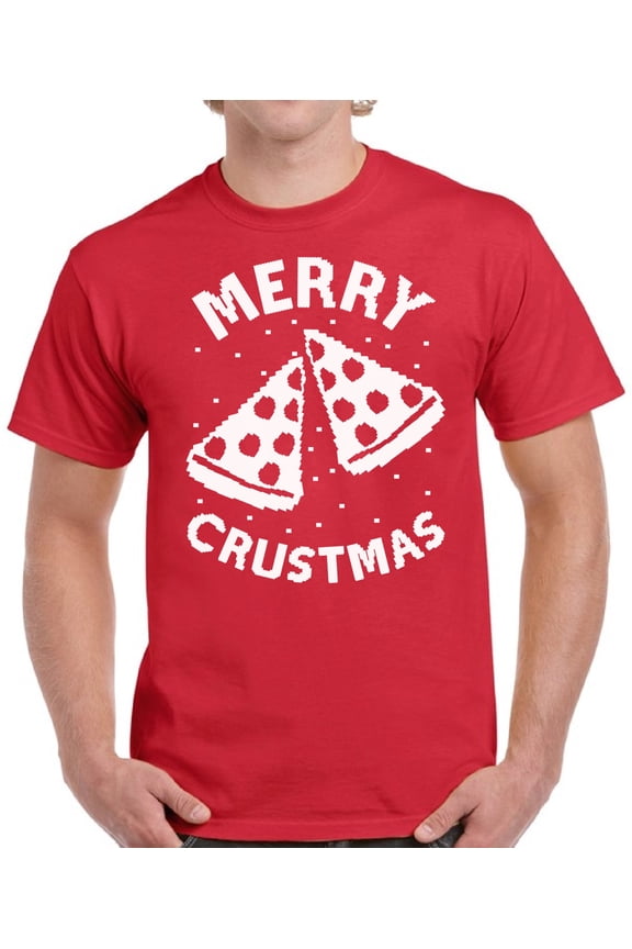 Merry Crustmas Pizza Christmas Shirts Xmas Gift Shirt for Men - S M L XL 2XL 3XL 4XL 5XL Xmas Graphic Tee - Merry Christmas Tee T-Shirt Mens