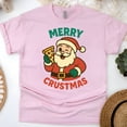 thumbnail image 1 of Merry Crustmas Shirt | Funny Santa Pizza Graphic Tee for Adults, Light Pink, Size 3XL, 1 of 6