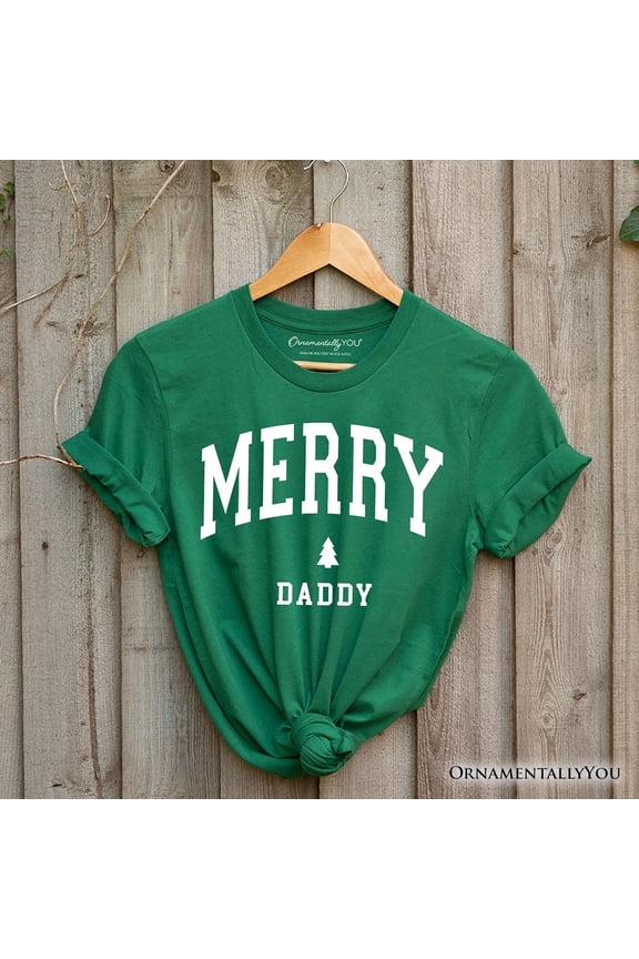 Merry Daddy Retro Christmas T-Shirt, Matching Family Holiday Tee