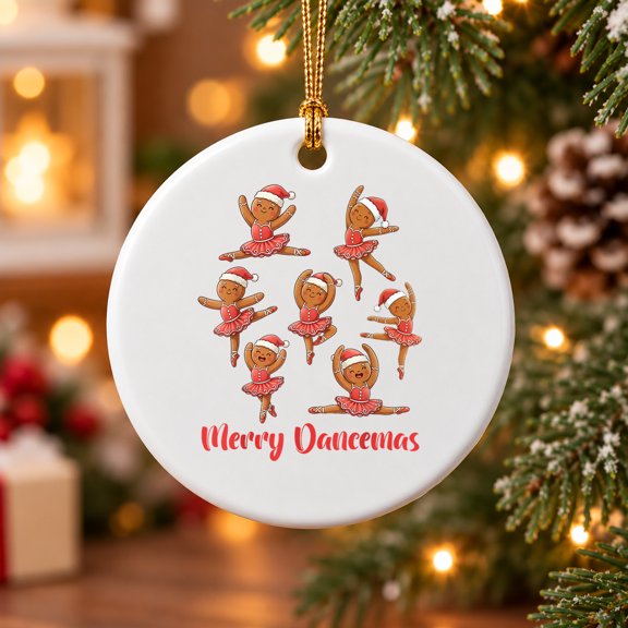 Merry Dancemas Ballet Dancer Gingerbread Teacher Christmas Ceramic Ornament