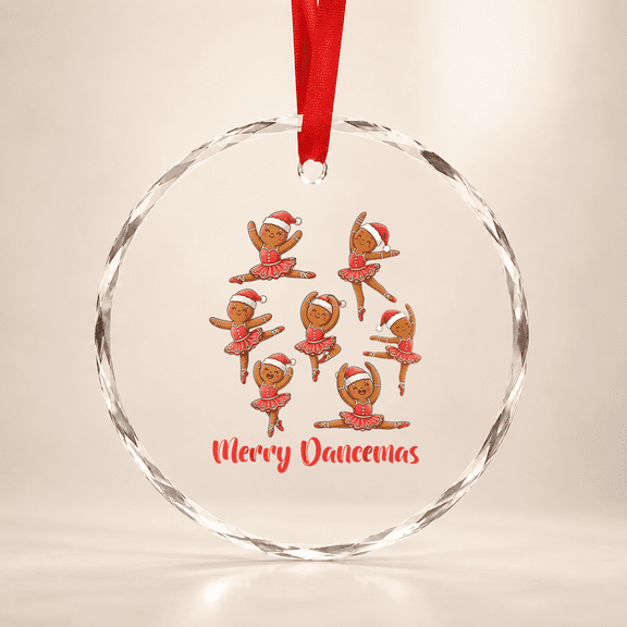 Merry Dancemas Ballet Dancer Gingerbread Teacher Christmas Glass Ornament