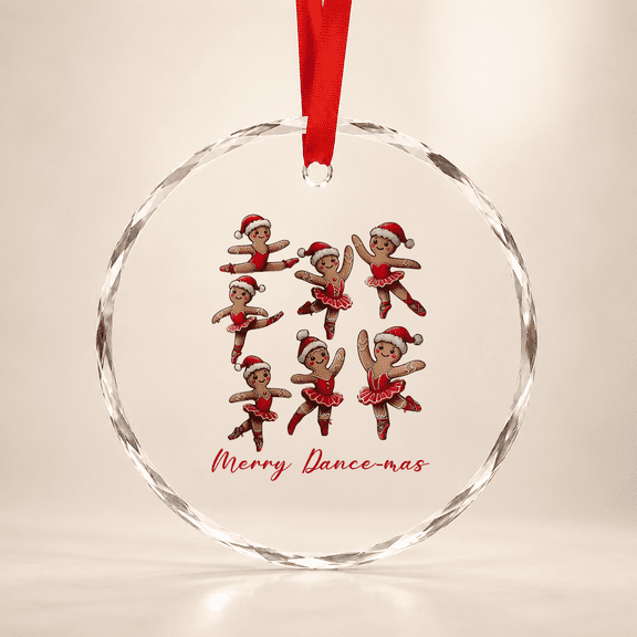 Merry Dancemas Gingerbread Dancer Ballet Christmas Ballerina Glass Ornament