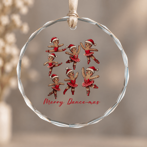 Merry Dancemas Gingerbread Dancer Ballet Ornament, Home Decoration, Circle Glass Ornament