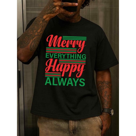 Greenink Merry Everything Always t-shirts t-shirt men limited edition graphic graphic tees black Fashionable summer T-shirt, machine washable, fun and playful, cool T-s