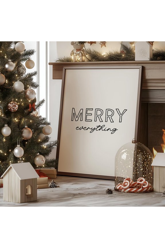 Merry Everything Christmas Decor Wall Art Unframed Paper Print