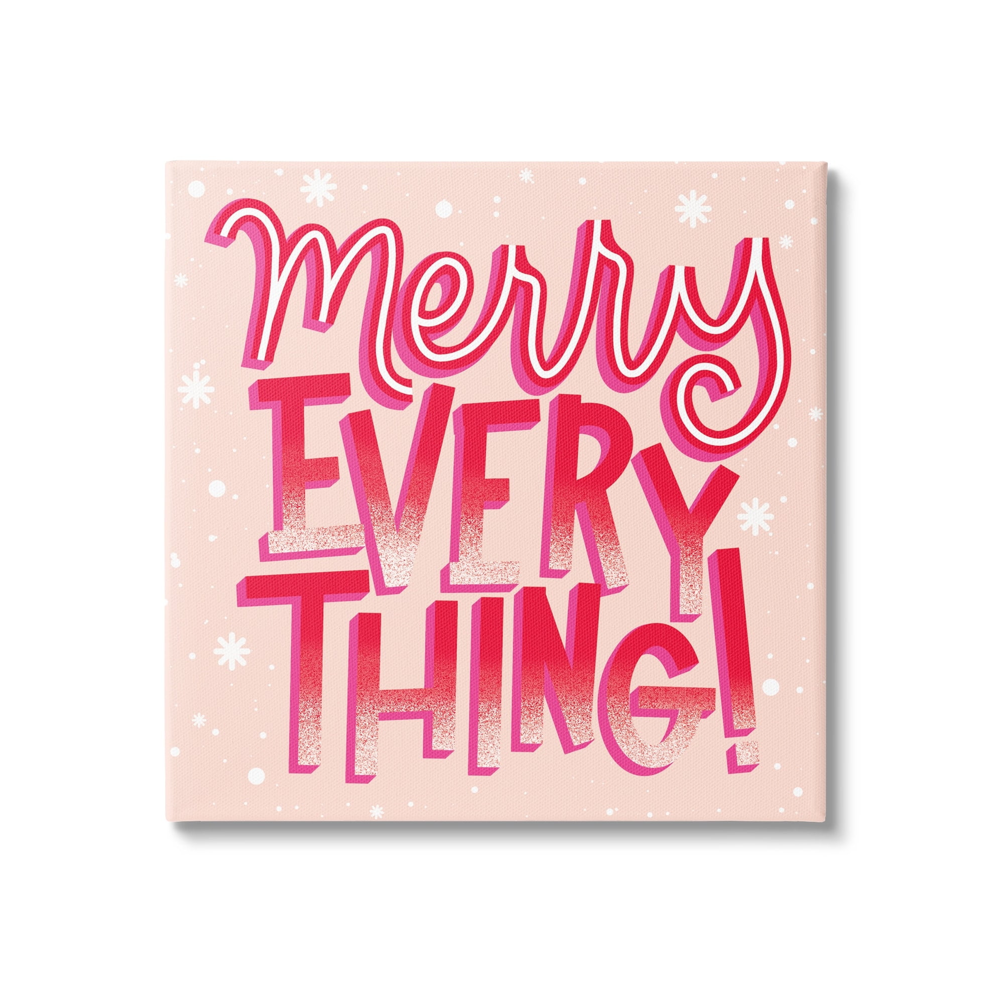 Merry Everything Festive Winter Holiday Patterned Typography Inspirational Graphic Art Gallery-Wrapped Canvas Print Wall Art