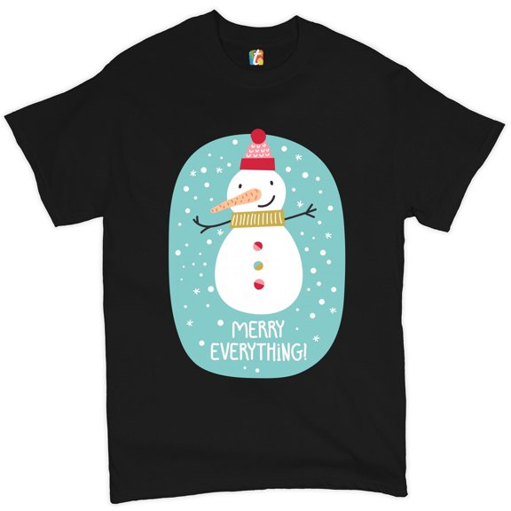 Merry Everything Snowman Spirit Men's Christmas Holiday Celebration T-Shirt, Size S-5XL