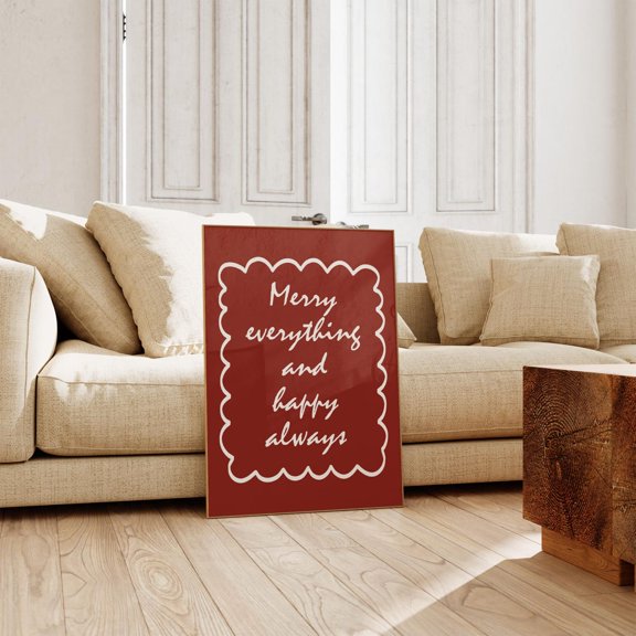Merry Everything Wall Art Seasonal Quote Decor Living Room Bedroom Office
