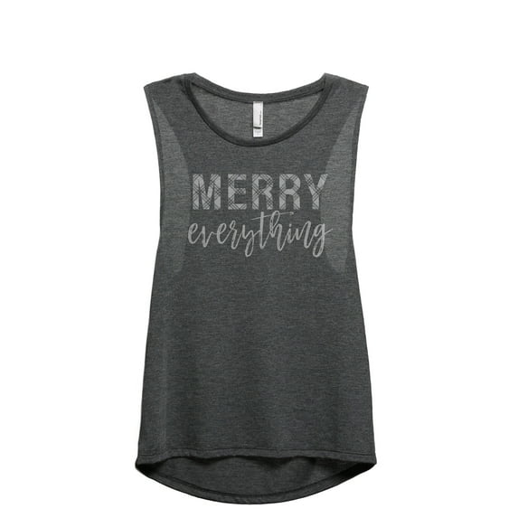 Merry Everything Women's Fashion Sleeveless Muscle Workout Yoga Tank Top Charcoal Grey Large