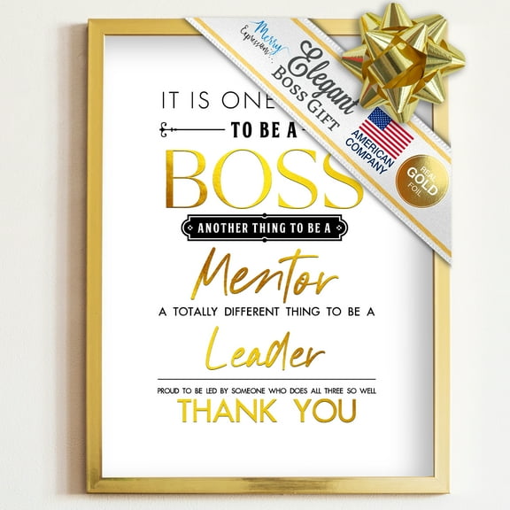 Merry Expressions Boss Mentor Leader Desk and Wall Art - Boss Gift Hang on Wall or Stand it on Desk - Gift for Retirement, Boss Gifts, Best Friend Gift for Women & Men, Office Décor