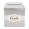 thumbnail image 1 of Merry Expressions Silver Card Box with Gold Foil Satin Ribbon &amp; Cards Label. A Large Card Holder Gift Box Size 10"x10"x10", 1 of 5