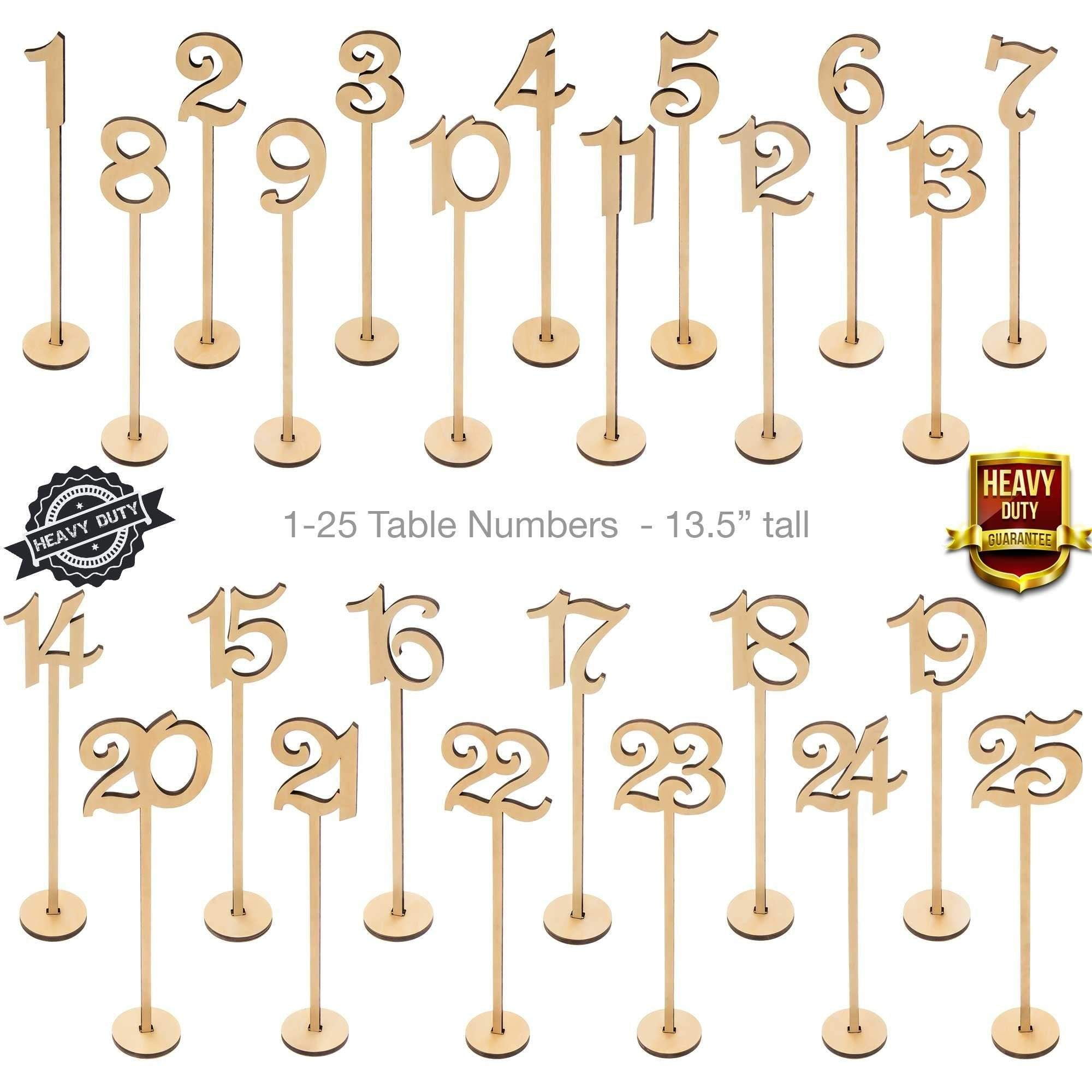 Merry Expressions - Wooden Wedding Table Numbers 1-25 Pack - 13.5