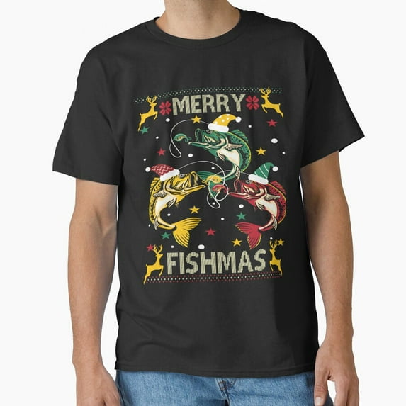 Merry Fishmas Christmas Funny Fishing Pun For A Fisherman Angler Gift G16178 Unisex T-Shirt, Up to Size 5XL