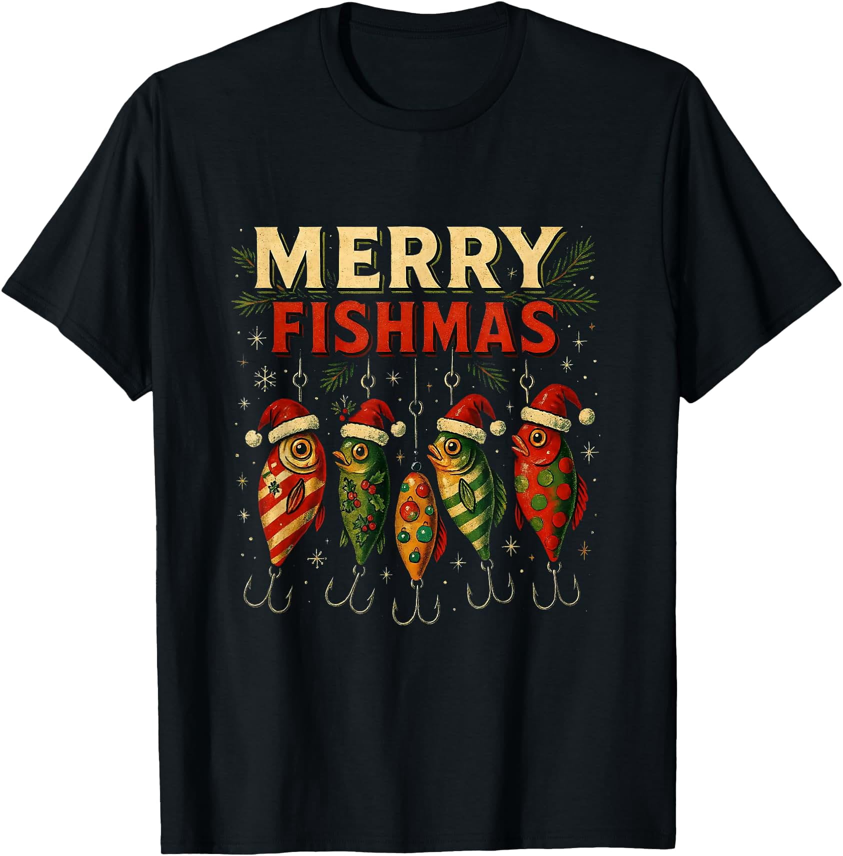 Merry Fishmas Fishing Christmas Classic Message T-Shirt - Walmart.com