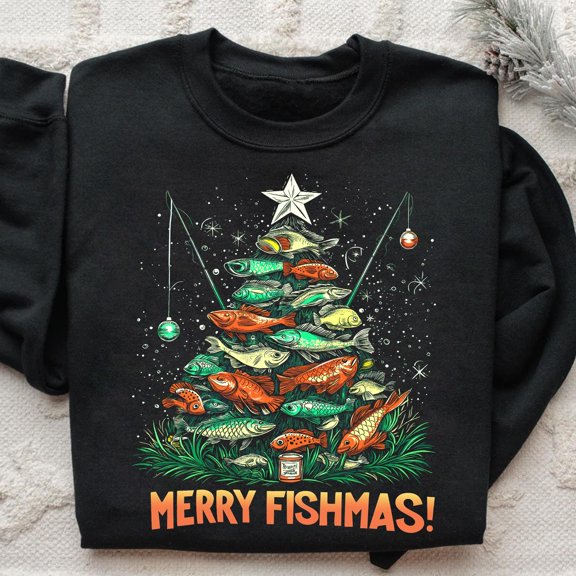 Merry Fishmas Fishing Christmas Tree Shirt