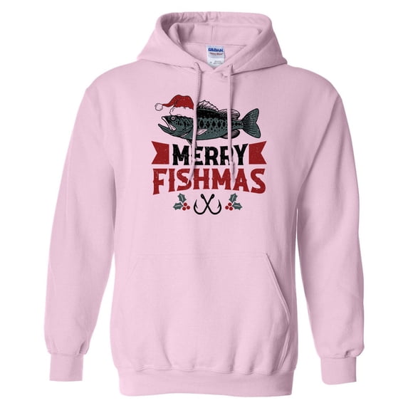 Merry Fishmas Hoodie Sweatshirt Unisex 3X-Large Pink