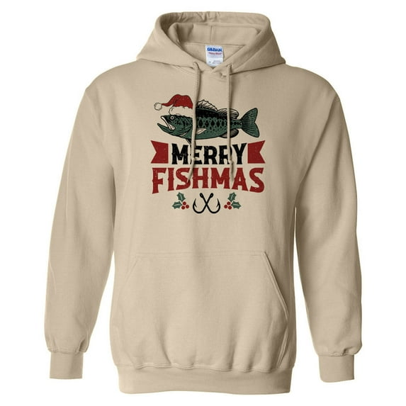 Merry Fishmas Hoodie Sweatshirt Unisex 3X-Large Sand