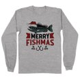 thumbnail image 1 of Merry Fishmas Long Sleeve Shirt Unisex Small Grey, 1 of 5