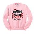 thumbnail image 1 of Merry Fishmas Sweatshirt Unisex 2X-Large Pink, 1 of 5