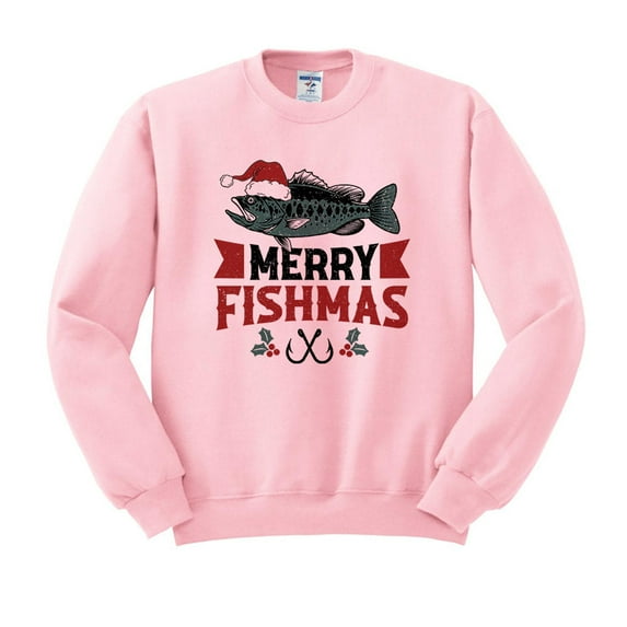 Merry Fishmas Sweatshirt Unisex 2X-Large Pink