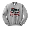 thumbnail image 1 of Merry Fishmas Sweatshirt Unisex 5X-Large Grey, 1 of 5