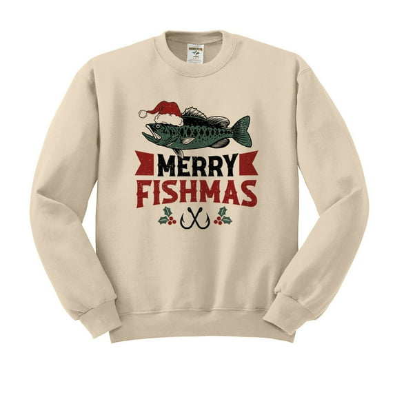 Merry Fishmas Sweatshirt Unisex Medium Sand