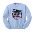 thumbnail image 1 of Merry Fishmas Sweatshirt Unisex Small Light Blue, 1 of 5