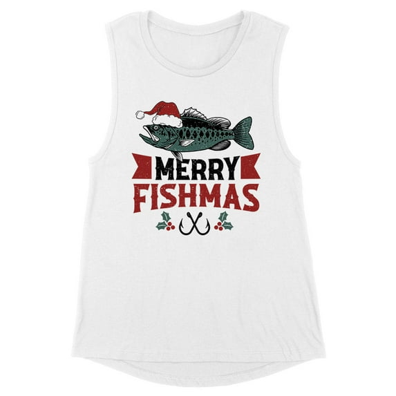 Merry Fishmas Women's Muscle Tank Large White