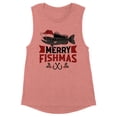 thumbnail image 1 of Merry Fishmas Women's Muscle Tank Medium Desert Pink, 1 of 5