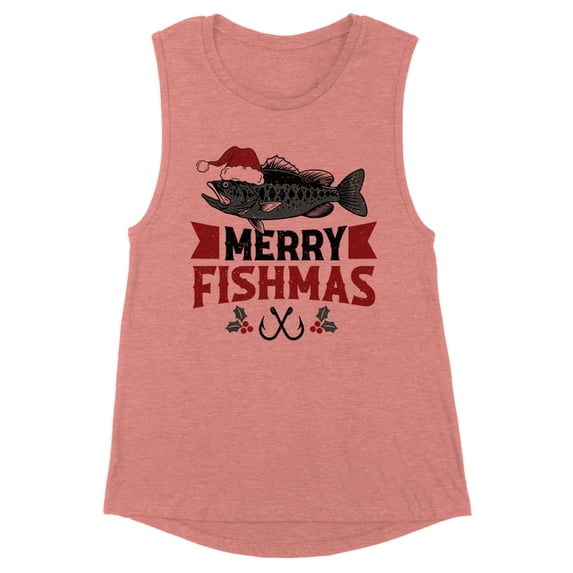 Merry Fishmas Women's Muscle Tank Medium Desert Pink